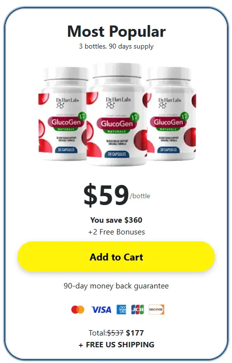 glucogen17 Bulk Offer: 3 bottles for $207 ($59 per bottle)